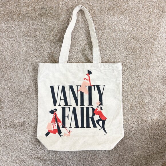 Vanity Fair Tan Canvas Graphic Tote Bag Open Top EUC - Picture 5 of 5